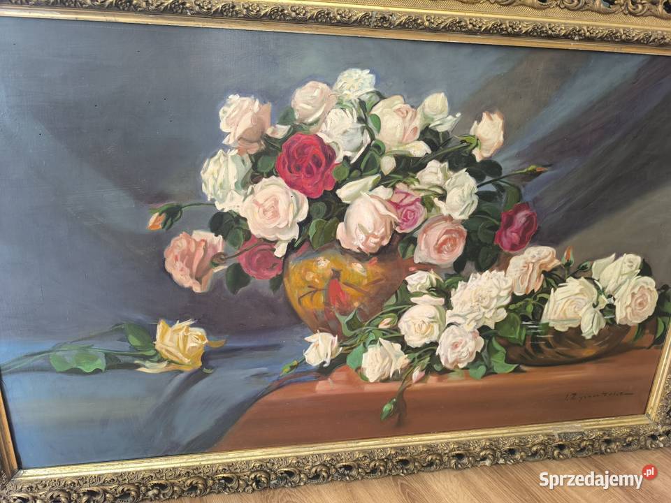 Obraz olejny martwa natura sygnowany Ignacy Łódź