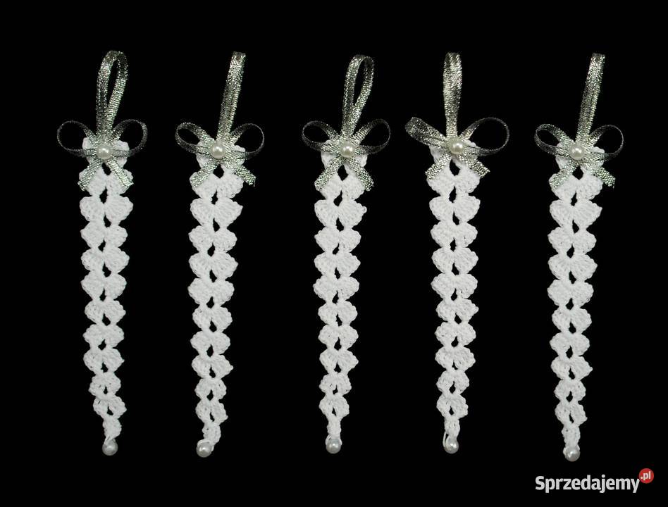 Zawieszka ozdoba szydełkowa na choinkę sopelek Kluczbork