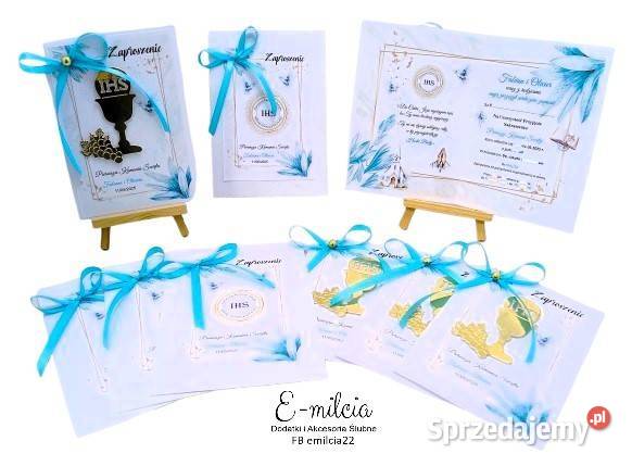 I Komunia Św ZAPROSZENIA TURKUSOWE I OZDOBIONĄ Pozostałe Zielona Góra