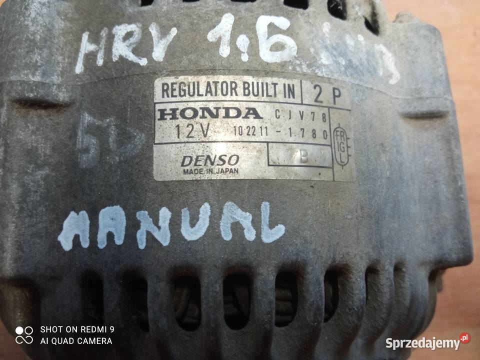 Alternator Honda HRV 16 2P 12V 1022111780 manual osobowe Oleszyce sprzedam
