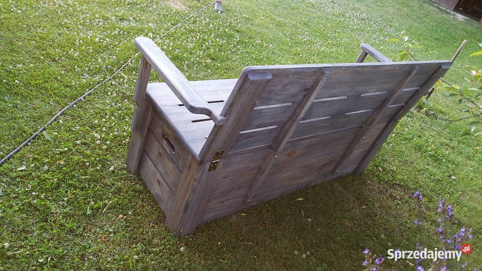 Skrzynia drewniana z oparciem i podłokietnikami 78cm Ławki Radków