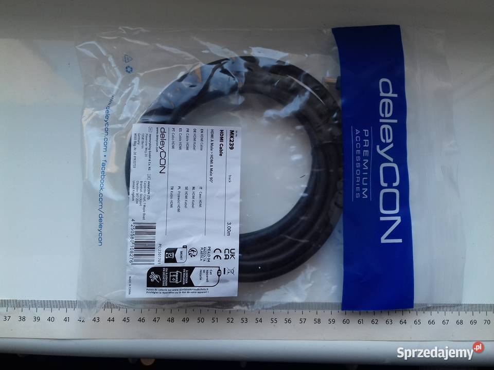 Kabel deleyCON HDMIHDMI 3m kąt 90 HDMI20a 14a 4K kable, taśmy, przedłużacze Bydgoszcz