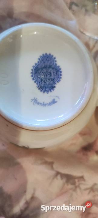 Cukiernica ecru zieleń porcelana malarnia WJS dolnośląskie Wrocław