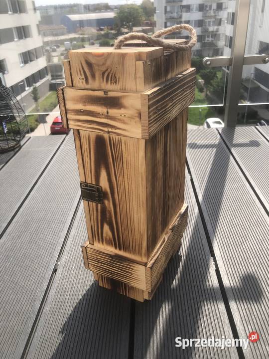 Drewniana skrzynka na wino prezent dekoracja Poznań