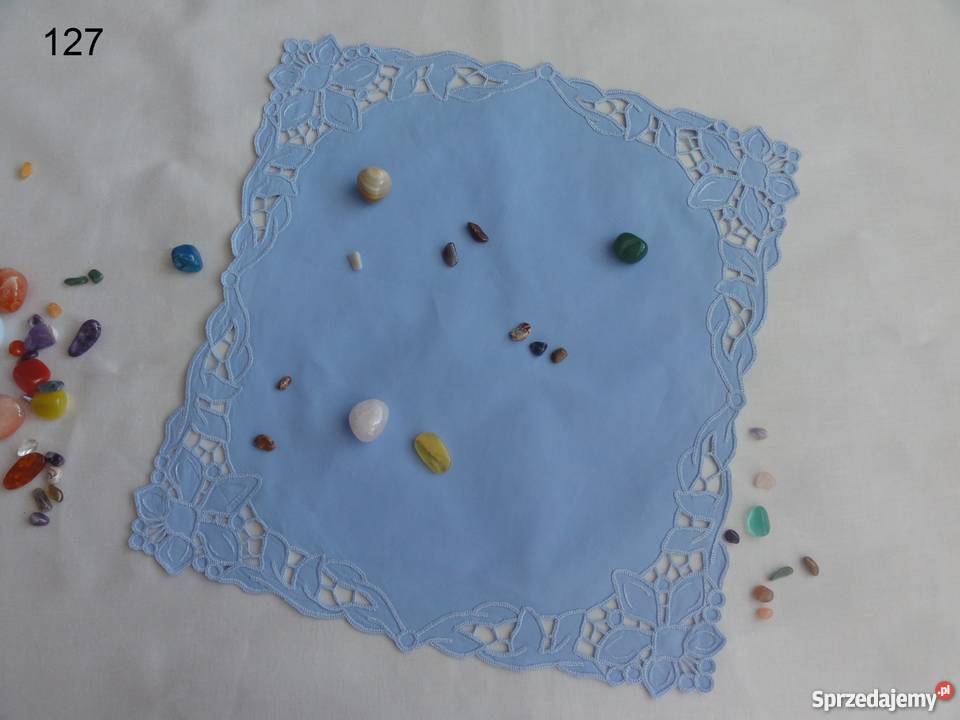 Serwetki bieżniki kolorowe niebieskie wyszywane Lublin