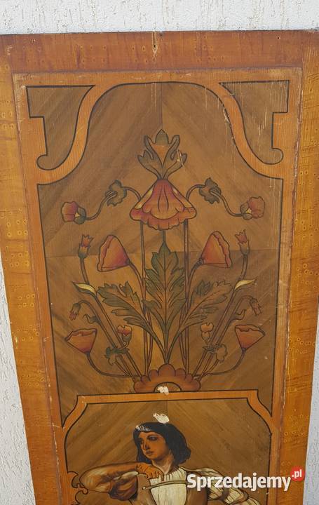 Deska malowana obraz olej secesja antyk około Orneta sprzedam