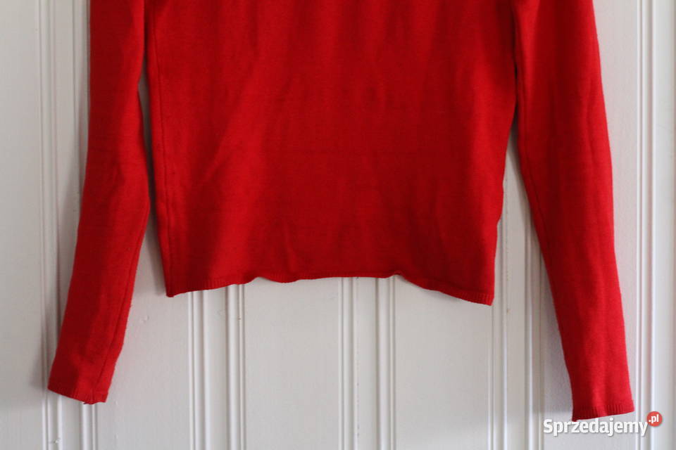 czerwony sweter bluzka HM xs 34 siatka siateczka Toruń
