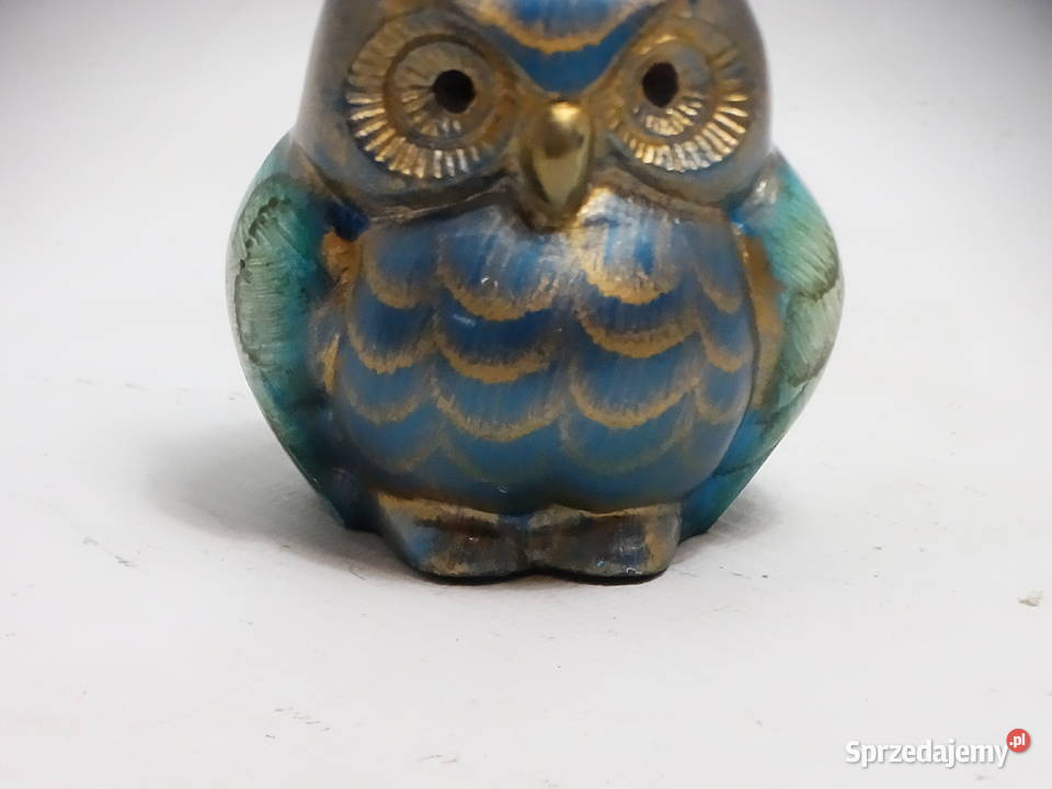 Statuetka Sowa Retro Figurka Vintage Mosiądz lubelskie Biłgoraj