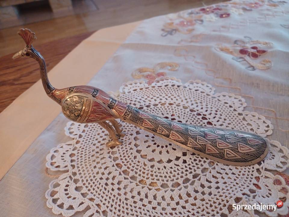 Piękna ekskluzywne mosiężna łyżka do butów Paw Poznań sprzedam