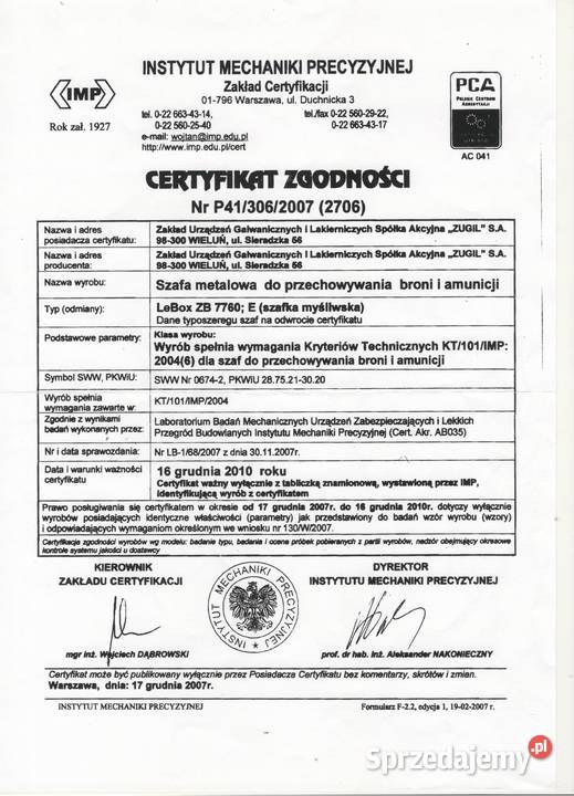 Szafa na broń myśliwską Pabianice sprzedam