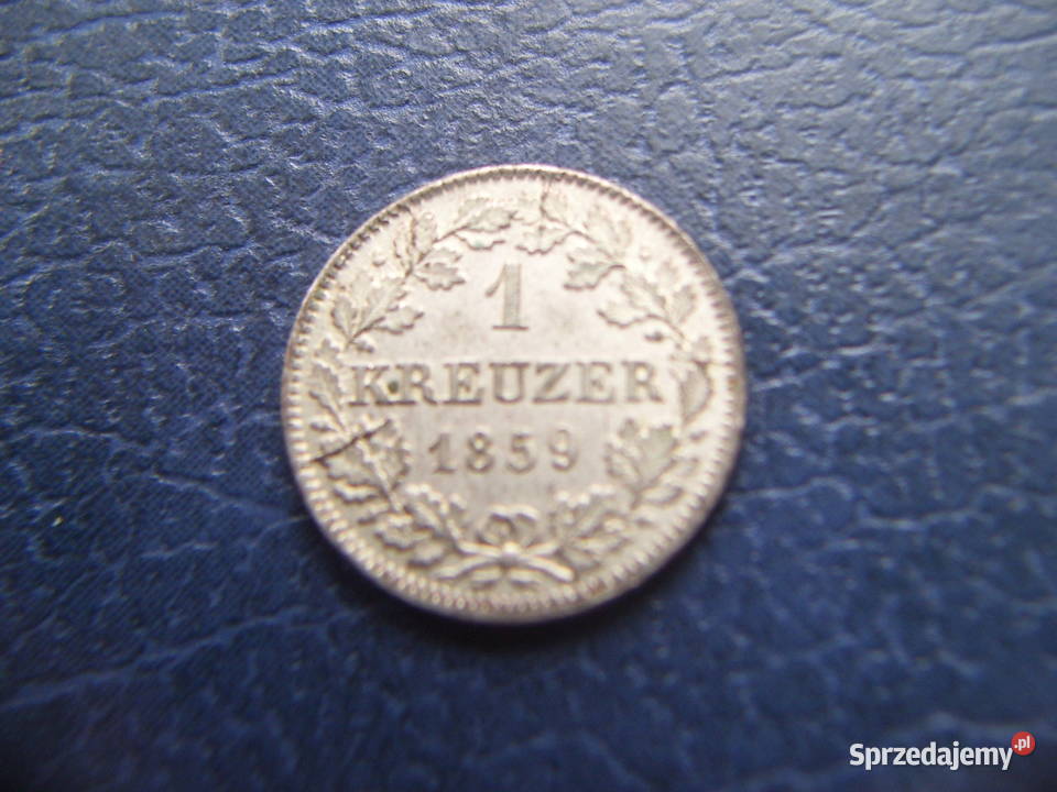 Stare monety 1 krajcar 1859 Bawaria NIemcy srebro