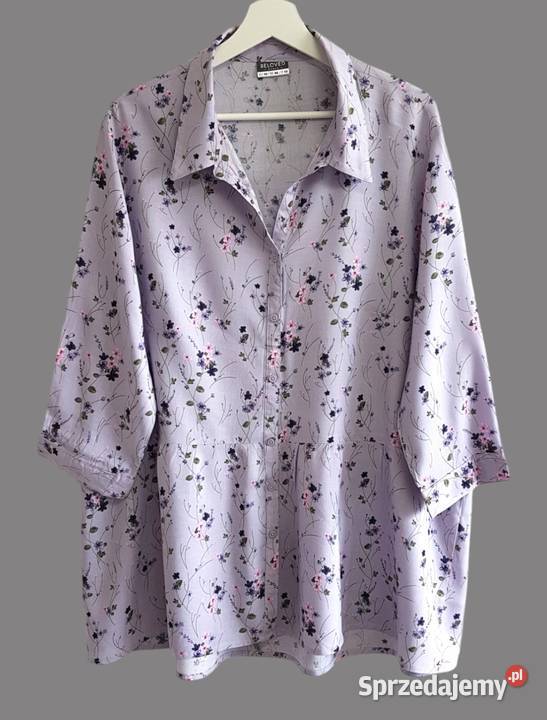 Damska bluzka fioletowa z kwiatki krótki rękawów małopolskie Chrzanów