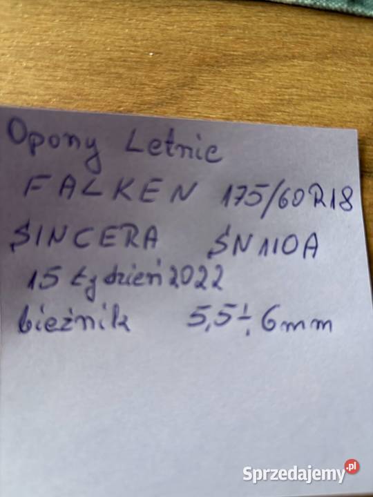 Opony letnie podkarpackie sprzedam