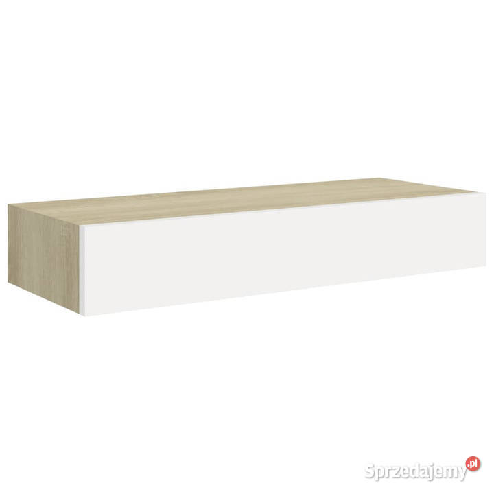 Półka ścienna z szufladą dąb i biel 60 x 235 x mazowieckie
