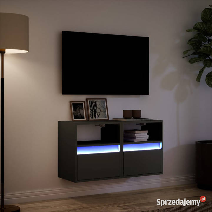 Ścienne szafki TV z LED 2 czarne 41x31x45 Warszawa