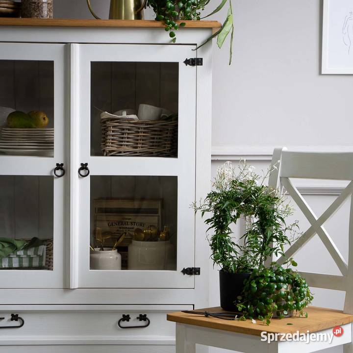 Stylowa biała komoda z przeszklonymi drzwiczkami 100cm małopolskie Maków Podhalański sprzedam