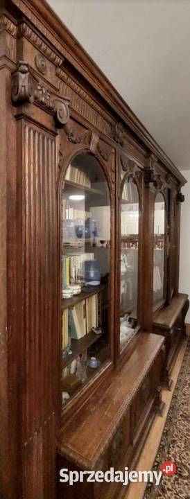 Okazała zabytkowa biblioteka w stylu Meble dolnośląskie