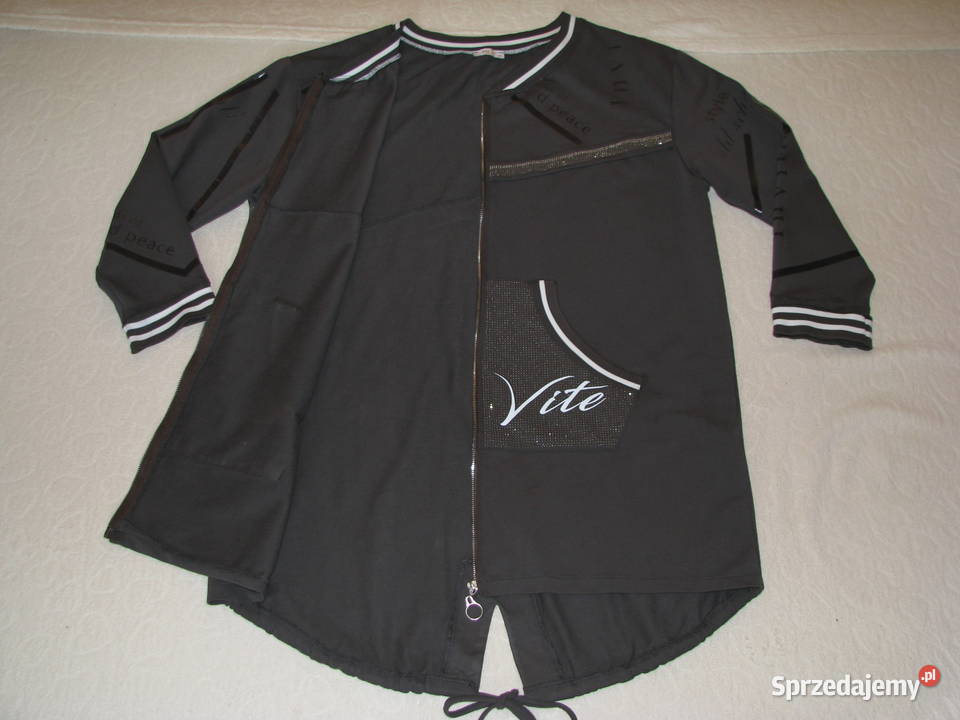 Piękna oliwkowa rozpinana bluza z bawełny ze