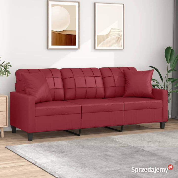 3os sofa z poduszkami winna czerwień 180 Warszawa