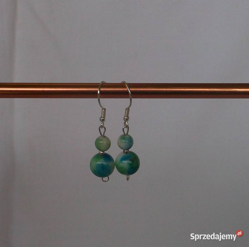 kolczyki srebrne wiszące marmur tęczowy i Suwałki sprzedam