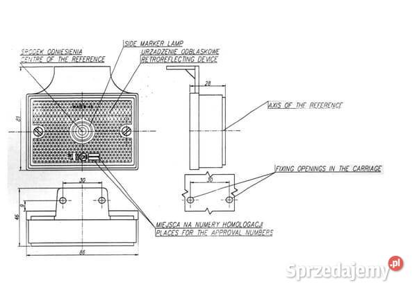 Lampa obrysowa prostokątna 1224V biała