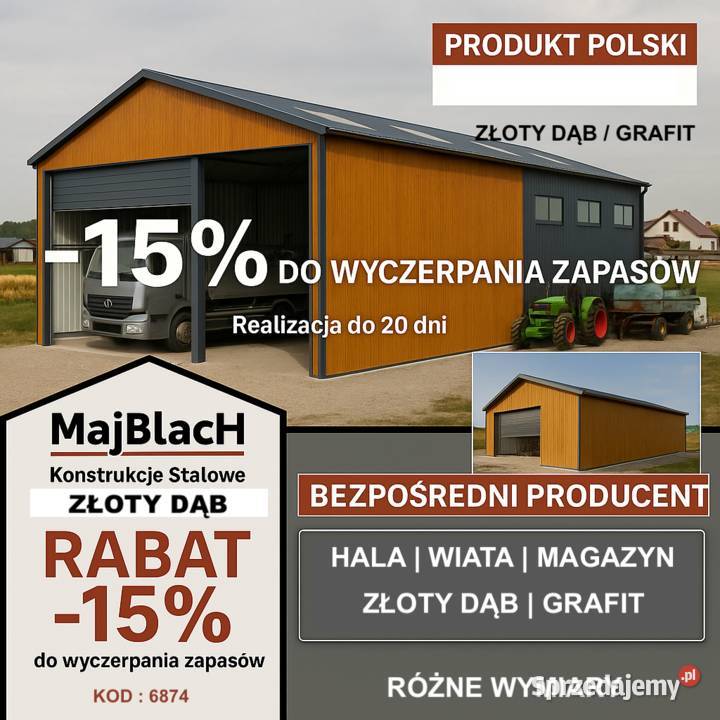 A49Duża Wiata Hala Garaż Blaszany RAL PRODUCENT Łuków