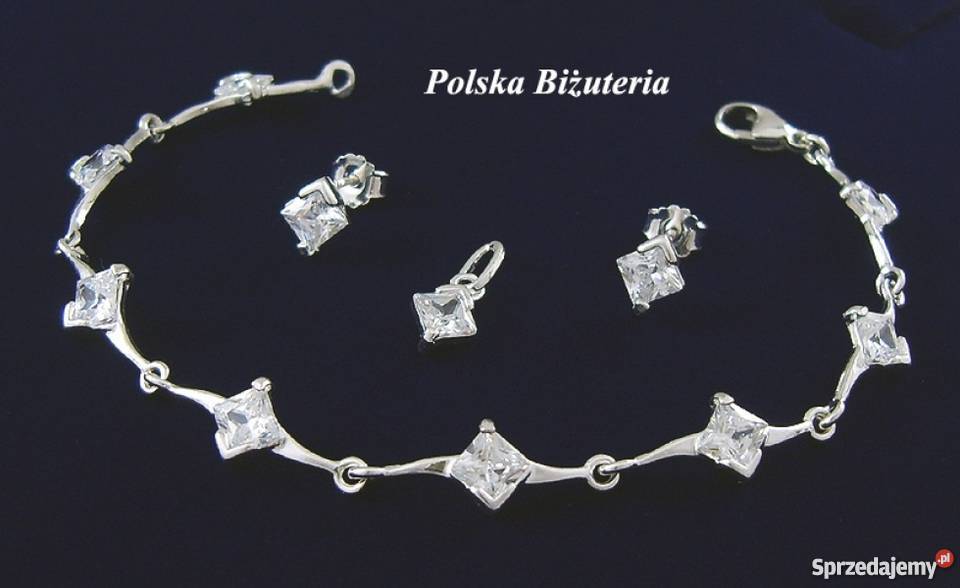 ŚLICZNY SREBRNY KOMPLET Z CYRKONIAMI NA PREZENT Pozostałe Białystok sprzedam