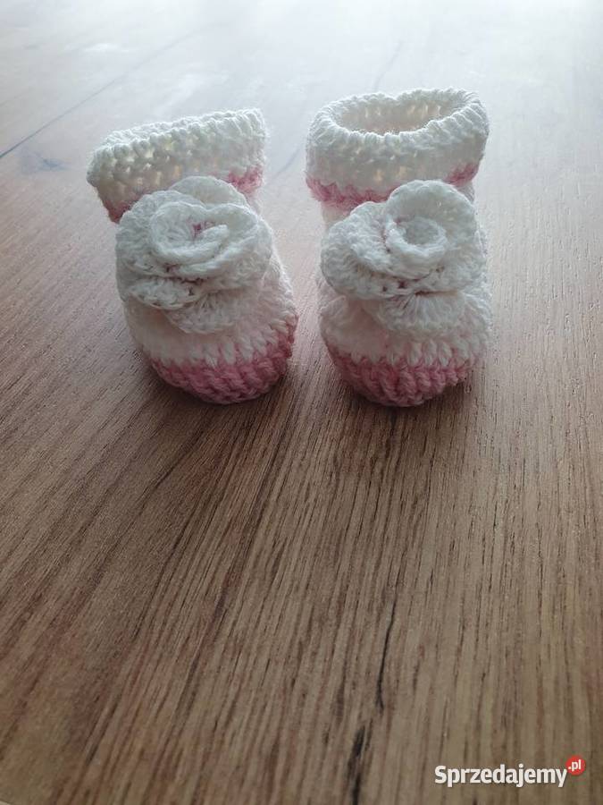 Buciki z opaska i korona do chrztu Jastków