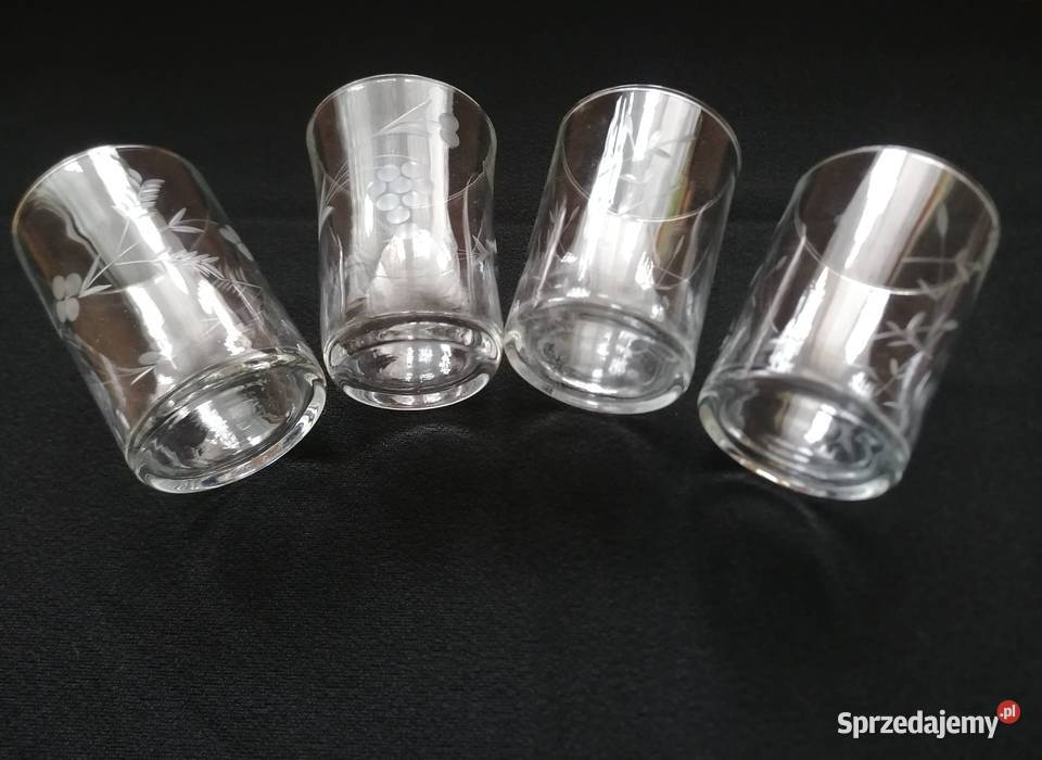 Dwie szlifowane szklanki PRL Łódź
