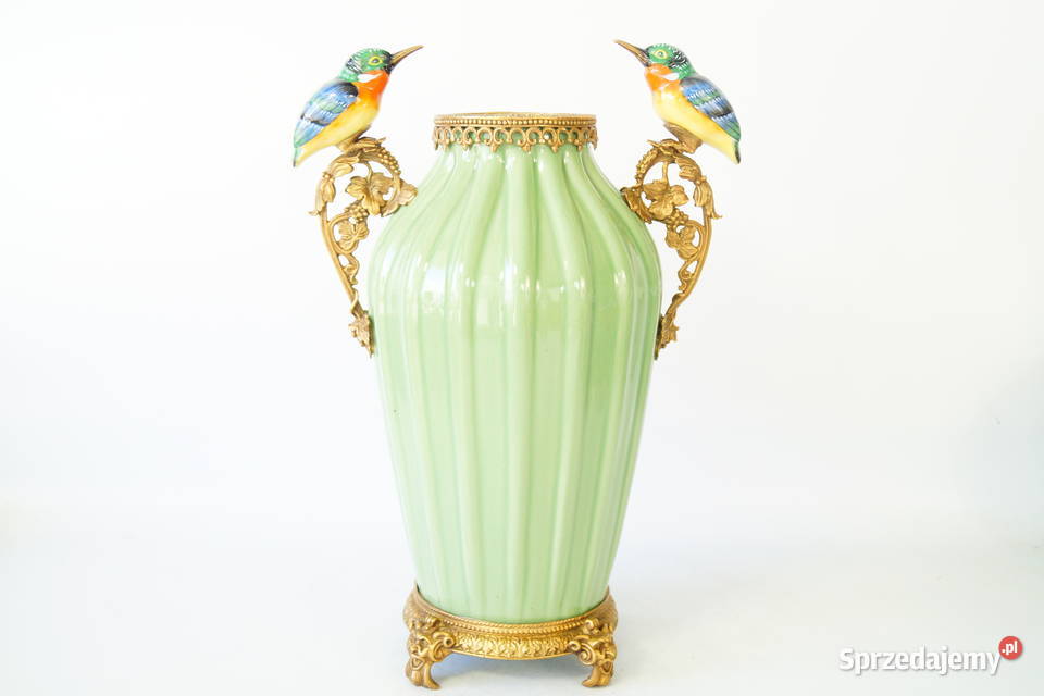 Porcelanowy wazon dwa ptaki kolibry waza amfora Gizałki
