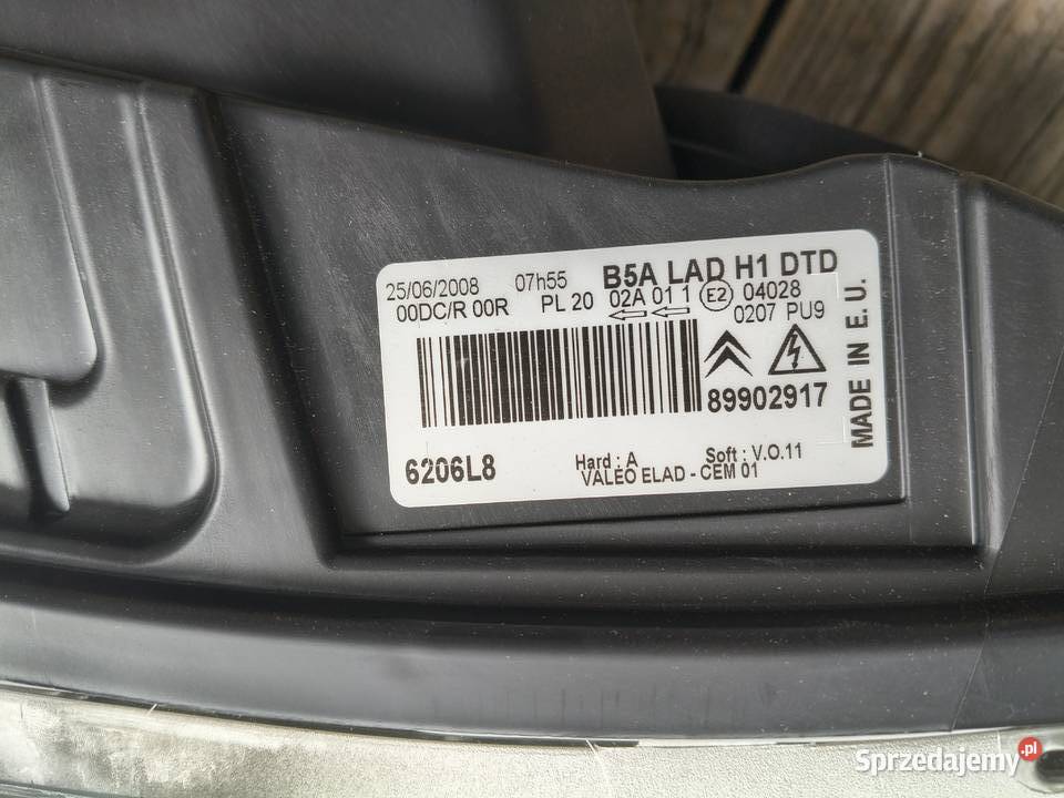 Lampa prawy przód Citroen C4 6206L8 Nowa OE Lublin