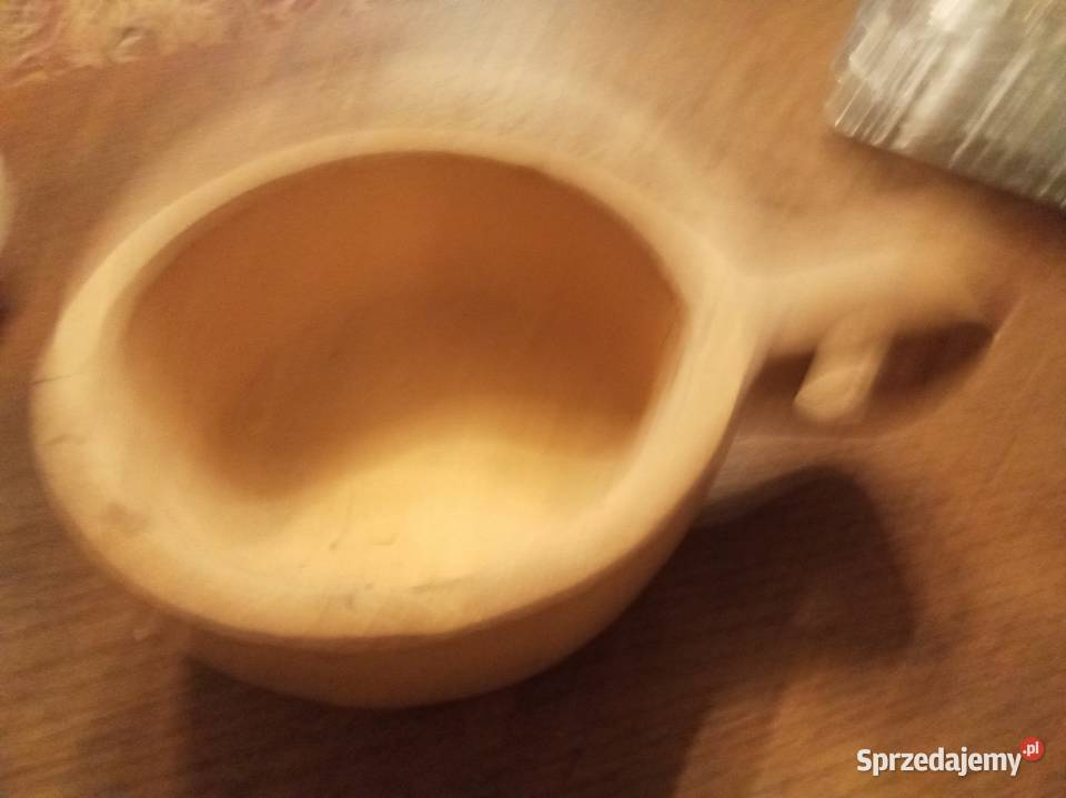 Kuksa drewniana drewniany kubek PRL Warszawa