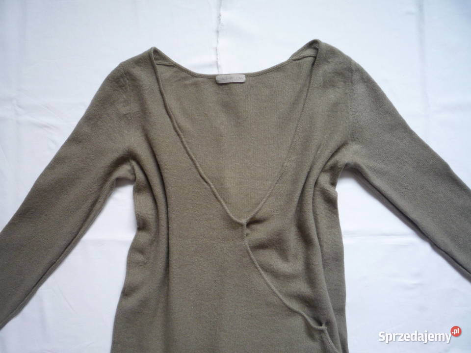 Cashflow 36S Khaki sweter kaszmir dekolt w szpic Szczecin