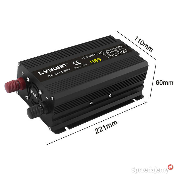 Inwerter Napięcia 12V do 220V 1500W Przetwornica Części i akcesoria sprzedam
