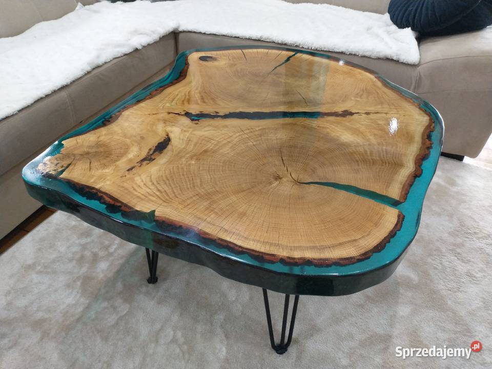 Stolik kawowy dębowy w żywicy stół dębowy w Ruszków Pierwszy