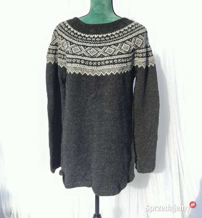 Duży sweter wełniany wełna szary ciemny Szczecin