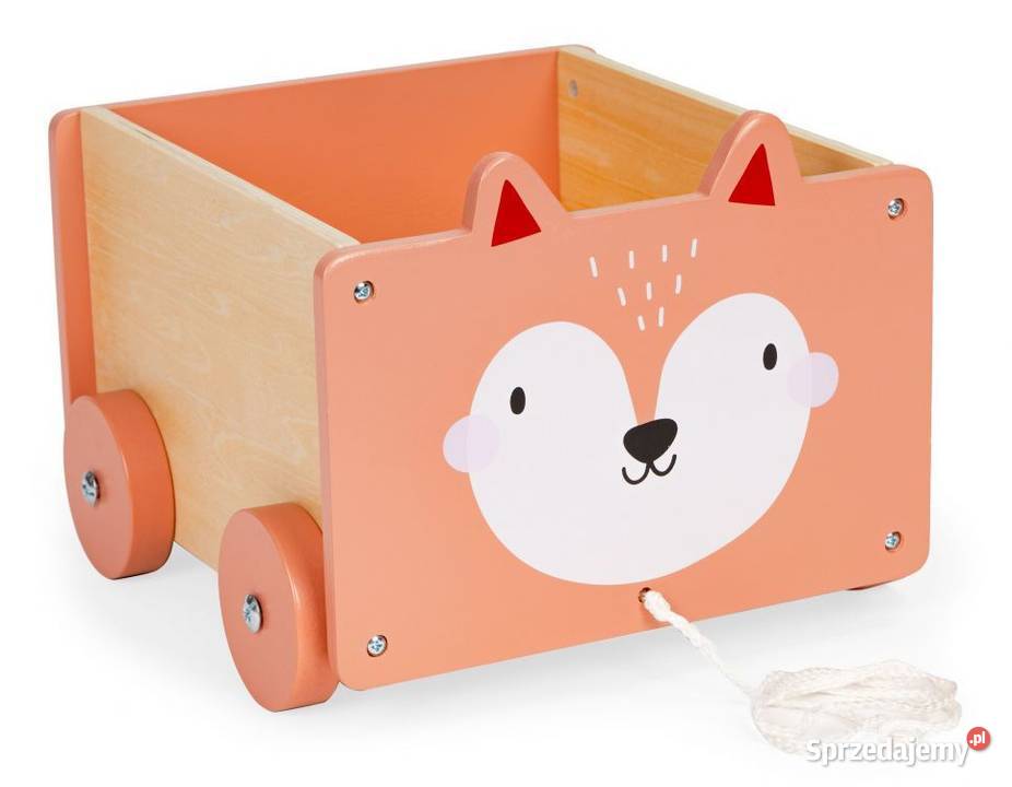 Drewniany wózek na sznurku pojemnik klocki podlaskie Bielsk Podlaski