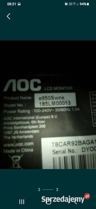 Monitor Aoc Prabuty sprzedam