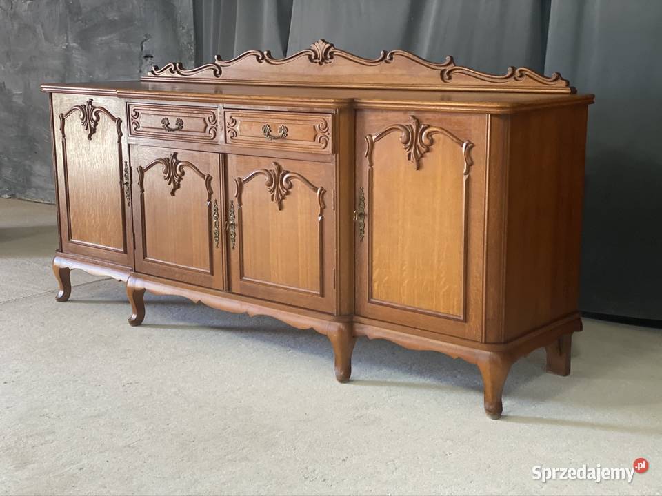 Komoda dębowa z szufladami styl ludwikowski 215 55cm Budno