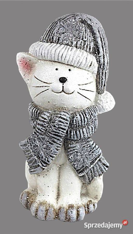 Urocza dekoracja figurka świąteczna kot z