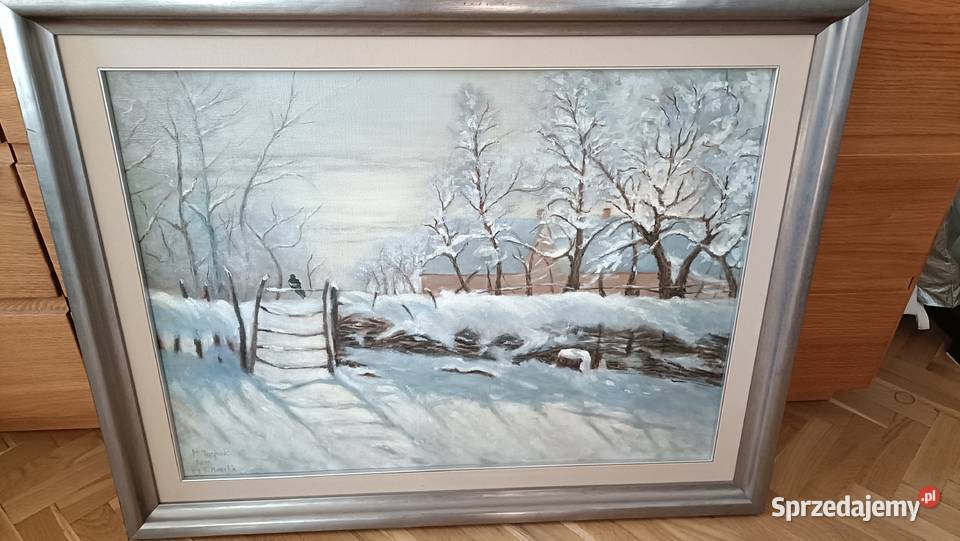 Piękny współczesny obraz Zima Malarstwo mazowieckie Warszawa