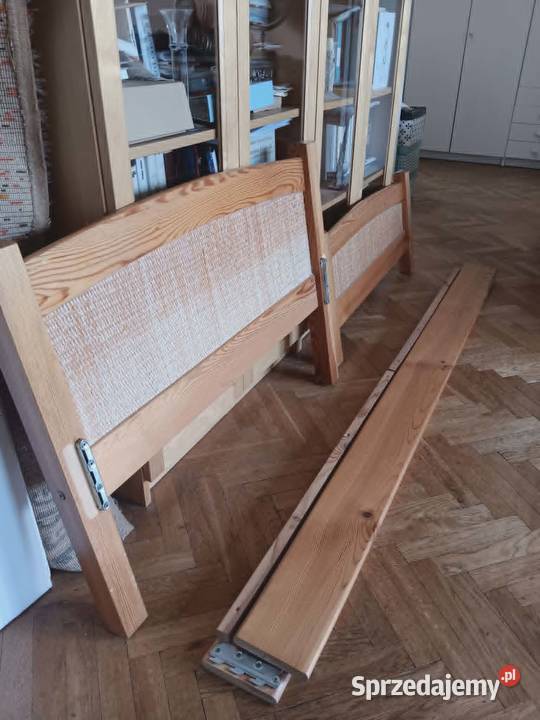 drewniane rattanowe łóżko pojedyncze 90cm Łóżka Kraków