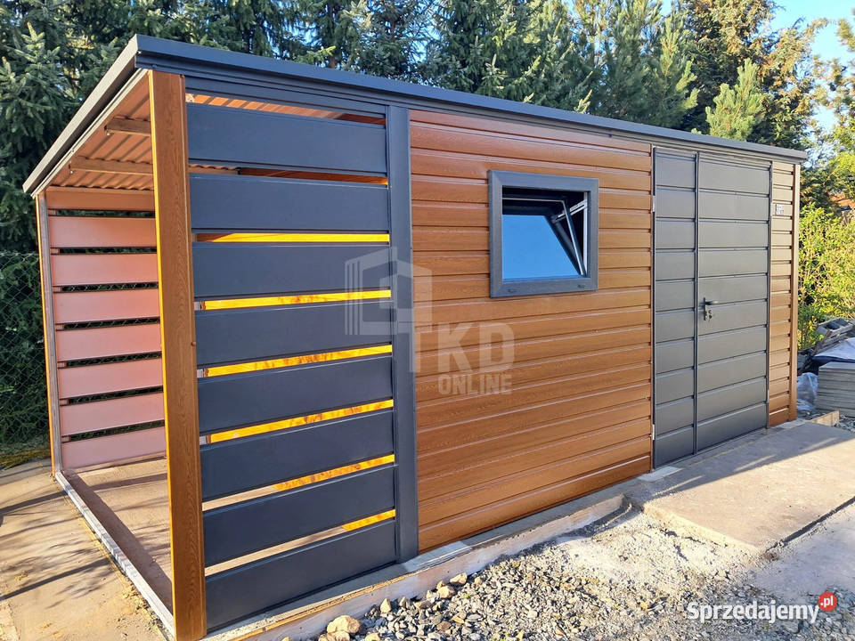 Schowek domek ogrodowy 4x25m wiata 1m Brama Domki narzędziowe