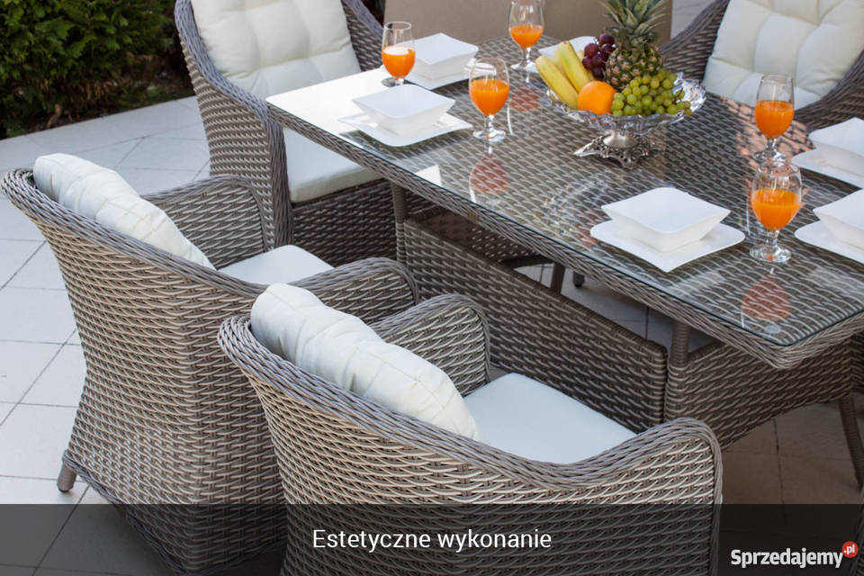 Ekskluzywny zestaw obiadowy technorattan CLOE szarości mazowieckie Łaskarzew
