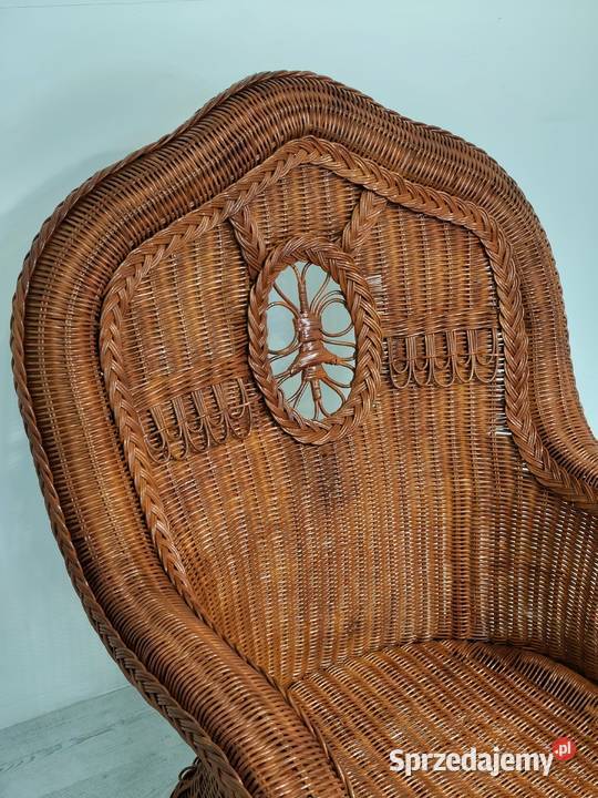 Unikatowy Fotel Wiklinowy Rattanowy Styl Vintage Poddębice