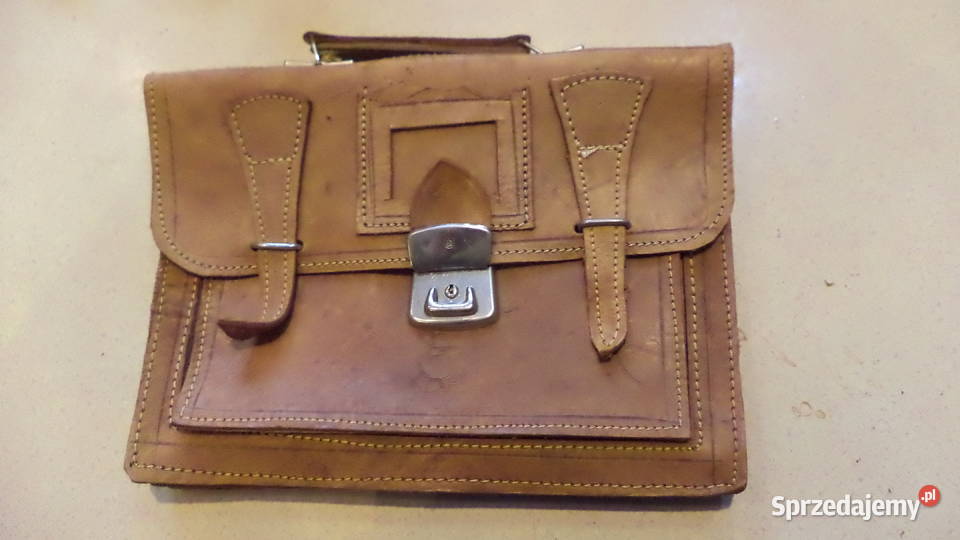 Torba aktówka vintage skórzana z prl 31x22 Starogard Gdański
