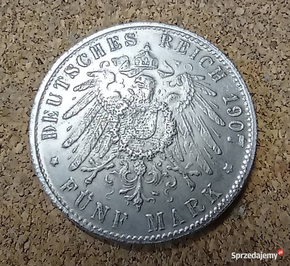 Moneta 5 marek wilhelm 2 deutscher kaiser knig Zdzieszowice