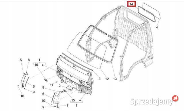 USZCZELKA SZYBY TYŁ PIAGGIO QUARGO 0712 ORYGINAŁ