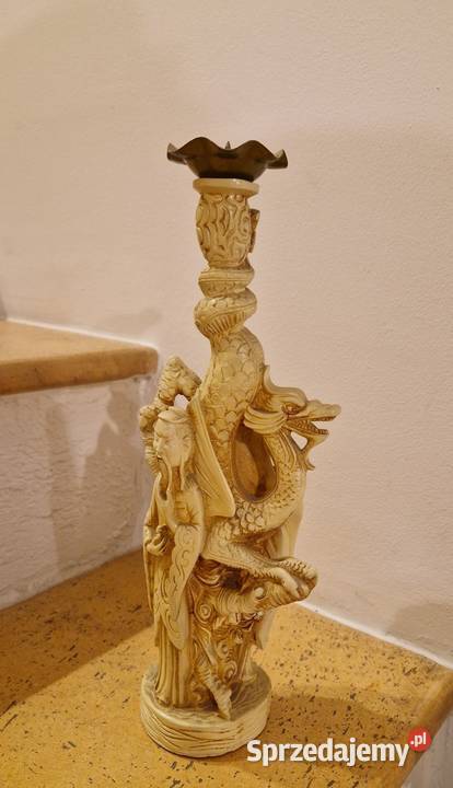Stary ŚWIECZNIK RZEŹBA FIGURA azjatycka vintage Lublin sprzedam
