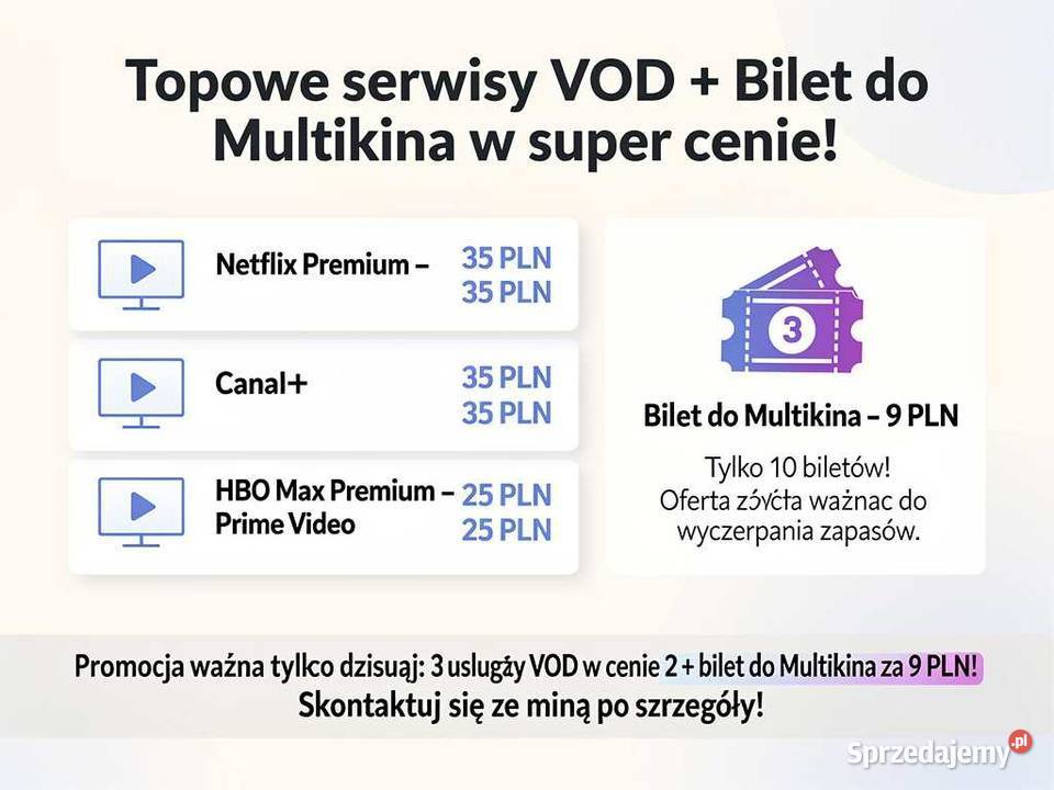 Sprzedam bilety do kina sprzedam dostepy do Części i akcesoria Kraków